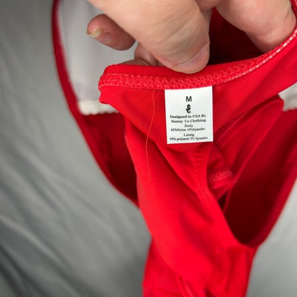 Sunny Co Clothing Red One-Piece Swimsuit | Medium Made In USA‎ 🇺🇸 - Picture 3 of 4